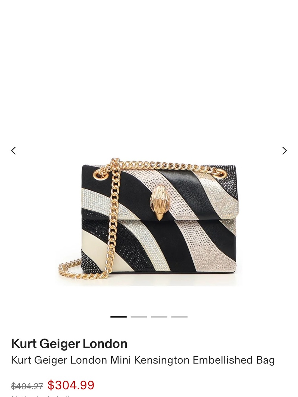 Kurt Geiger Black & Cream Wave-Embellished Mini Crossbody